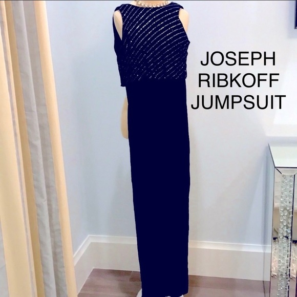 💯✅ AUTHENTIC JOSEPH RIBKOFF BLACK & GOLD JUMPSUIT - Picture 4 of 7